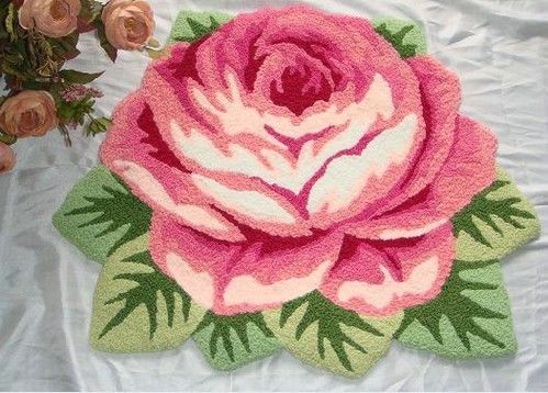 4.5lb angepasster rosa blumenförmiger Acrylteppich für Kinderzimmer und Erwachsene Gebetsraum