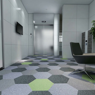 550 g/m2 Pfahlgewicht Bürogruppe Hexagonform Nylon Dekor Teppichfliesen für Bodenbelag