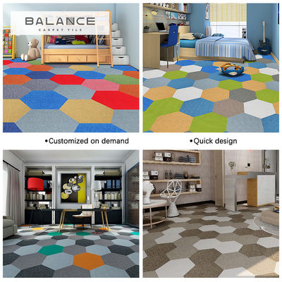 Plain Hexagon Boden Kindergarten Teppichfliesen mit mittlerer Stapelhöhe und modularem Design