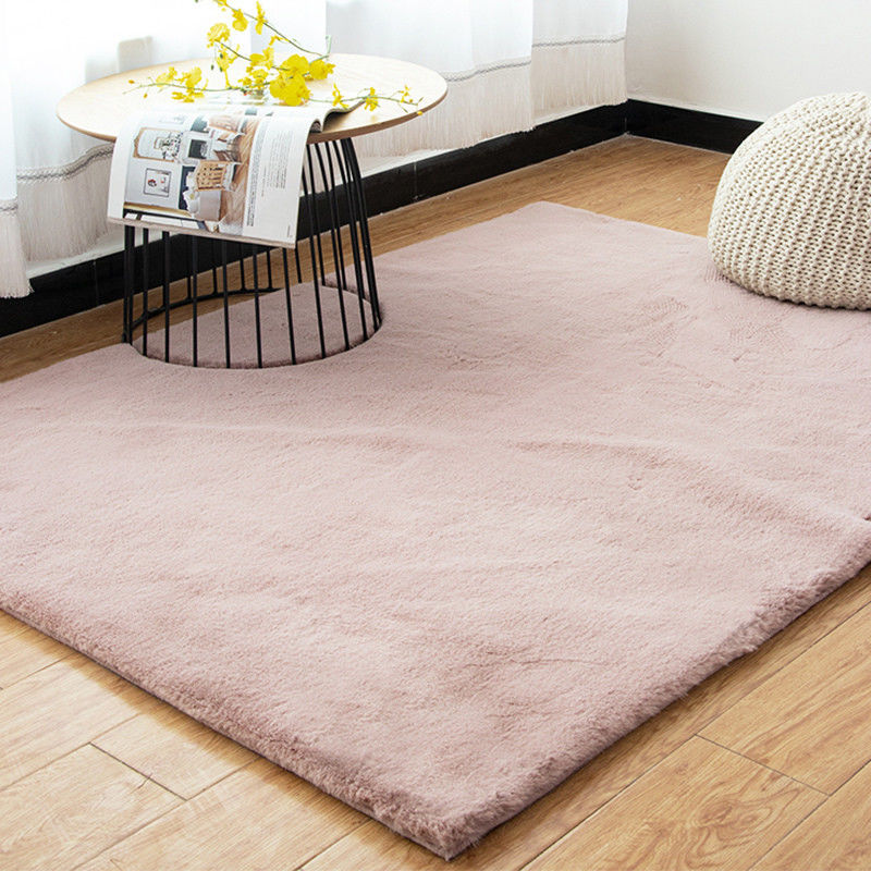 Abstract Muster Pink Falsch Fell Kaninchenteppich Weicher Langer Stapel Schäbigem Teppich für Wohnzimmer