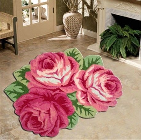 4.5lb angepasster rosa blumenförmiger Acrylteppich für Kinderzimmer und Erwachsene Gebetsraum