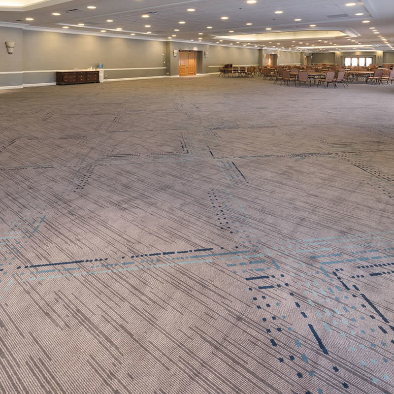 Bankettsaal Fußboden Rechteck feuerfest Nylonteppich 2m x 4m in blau gestreiftem Design